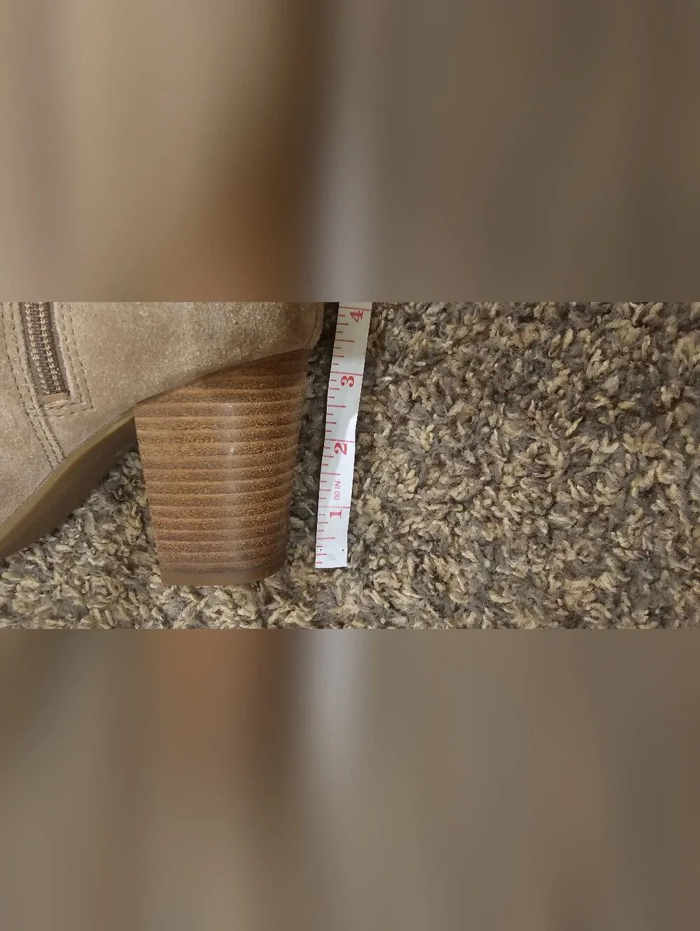 KOOLABURRA by UGG Zip Stacked Heel Suede Ankle Boots 9.5 Camel/Beige 3.25